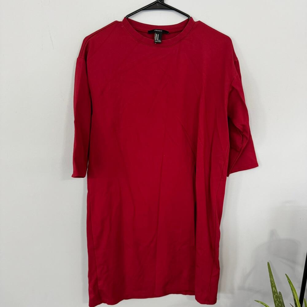 Forever 21 Solid Dark Red Long Sleeve Mini Dress Size Medium Mediumweight